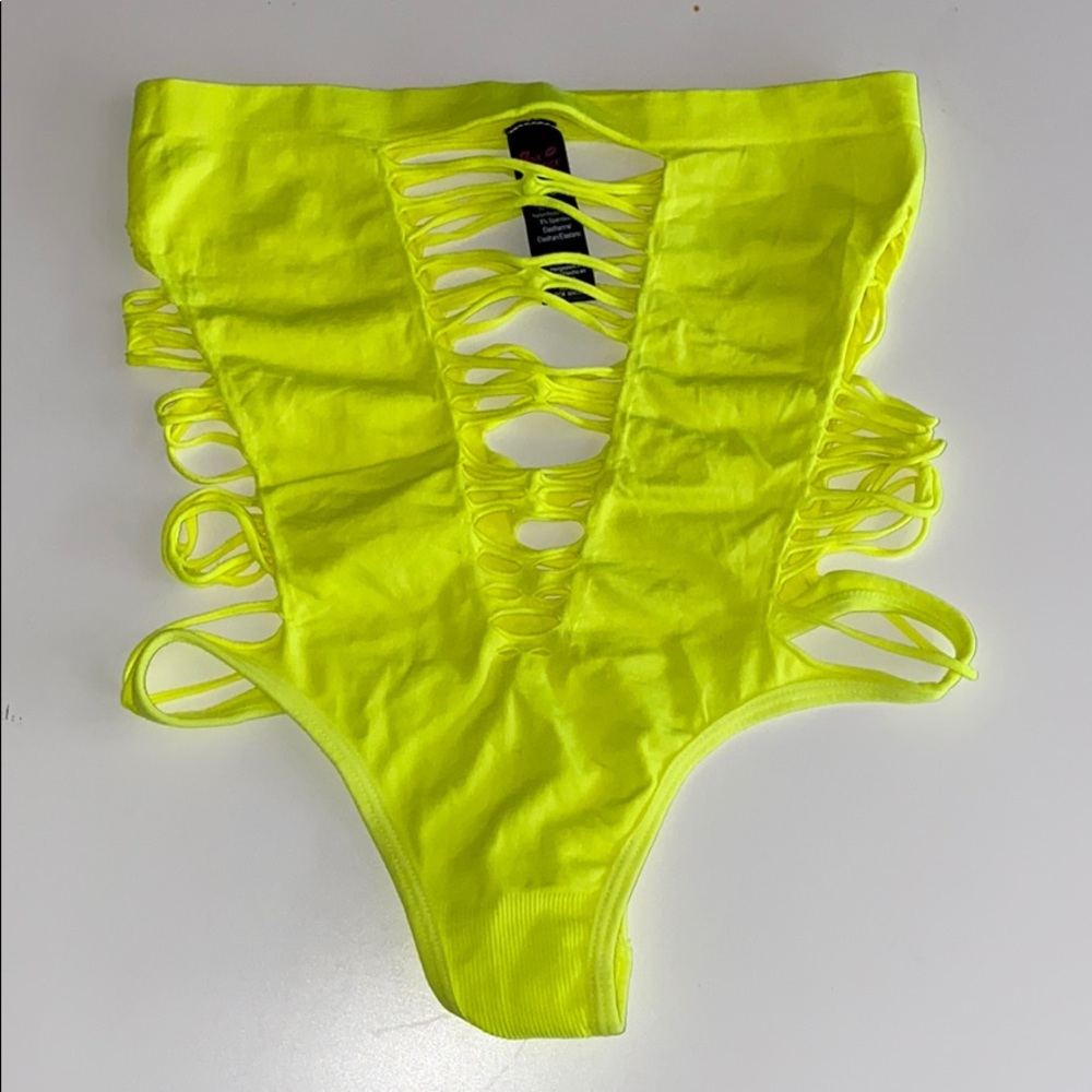neon yellow slit bodysuit